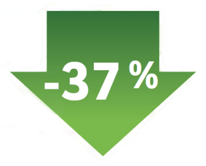 Šipka dolu, ve které je -37%