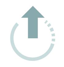 grafika šipka mířící nahoru zasazená do nedokončeného kruhu