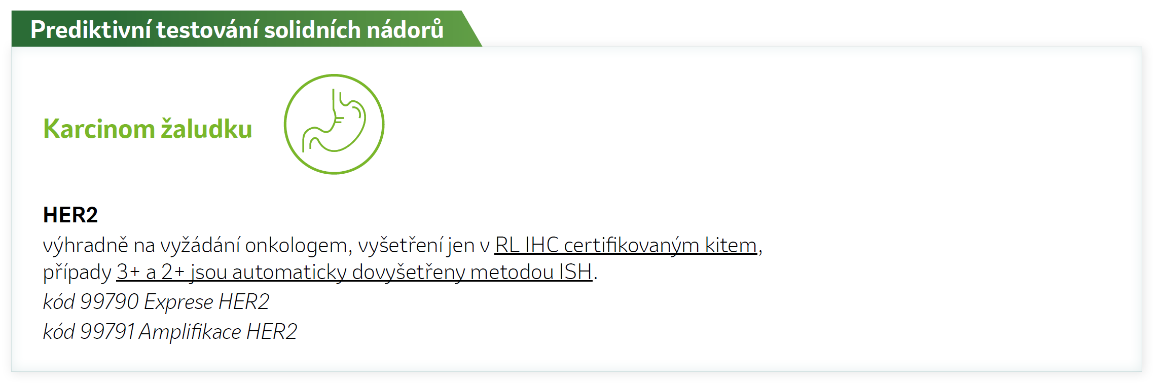 Obrázek: Prediktivní testování solidních nádorů. Karcinom žaludku HER2